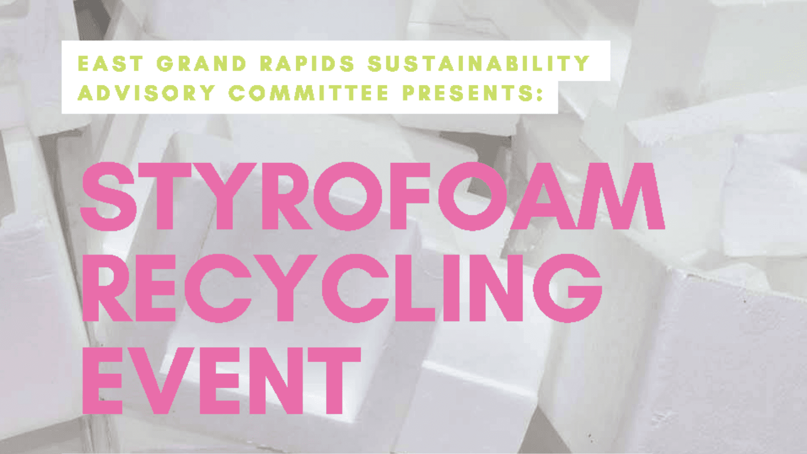 Styrofoam squares with event title