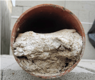 Flushable wipe blockage in pipe