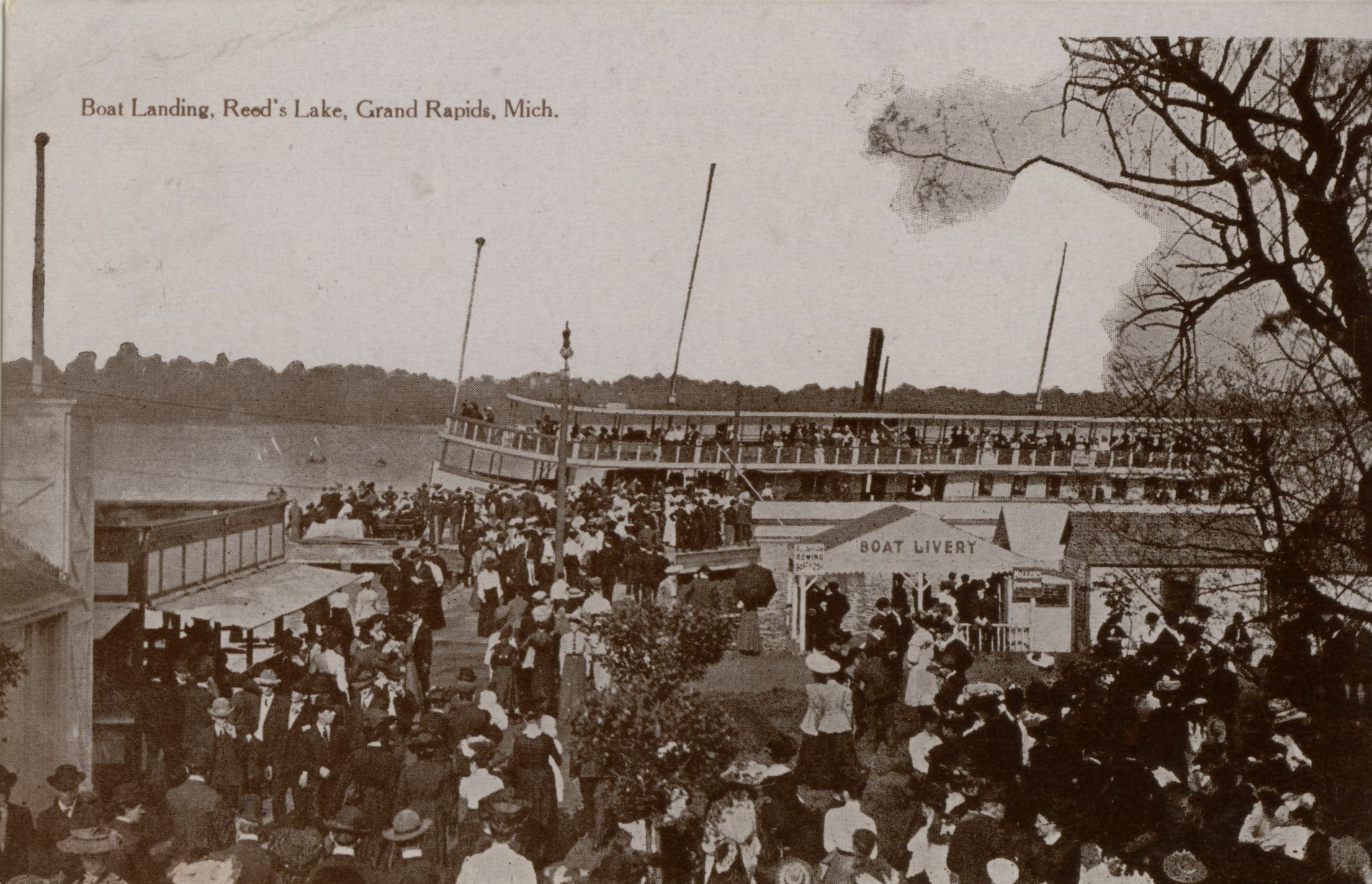 Reeds Lake boat landing SS Major Watson c1907