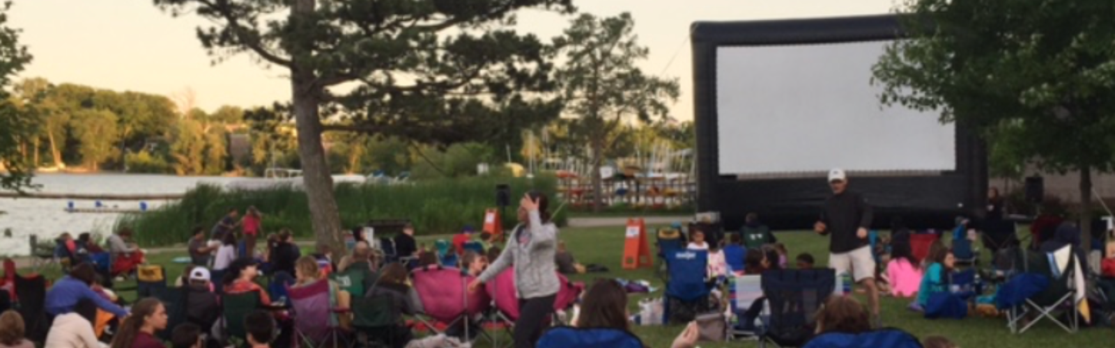 Crowd gathered at John Collins Park for Movies in the Park