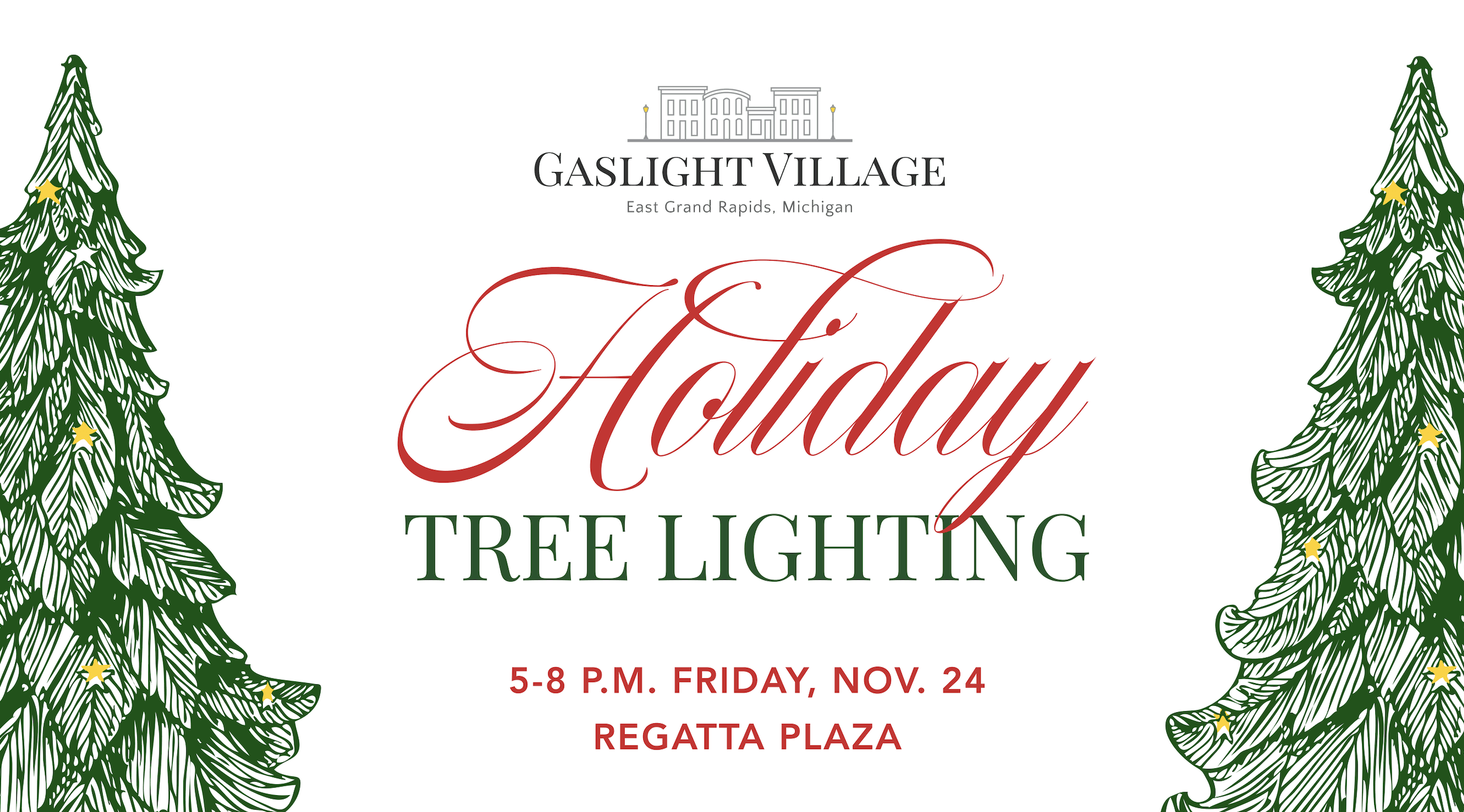 Holiday Tree Lighting. 5-8 p.m. Friday, Nov. 24, 2023, Regatta Plaza.